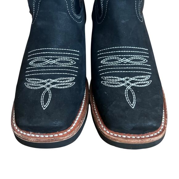 La Sierra Leather Square Toe Embroidered Western Boots Size 8 - Picture 6 of 14